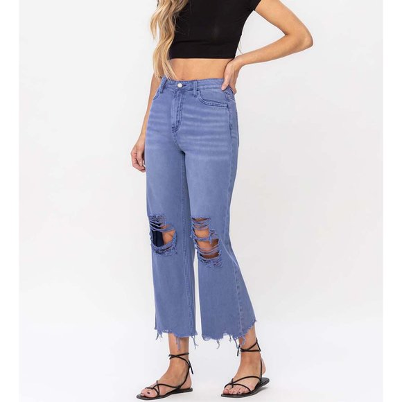 NWT Vervet by Flying Monkey 90s Vintage Crop Flare Jeans, Indigo - Picture 2 of 6